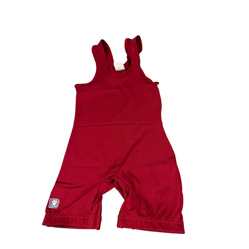 Brute Wrestling Singlet Youth Medium Red Nylon Lycra Made in USA Style 0138